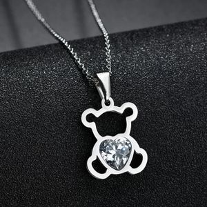 Gold Cubic Zircon Bear Chain Necklace